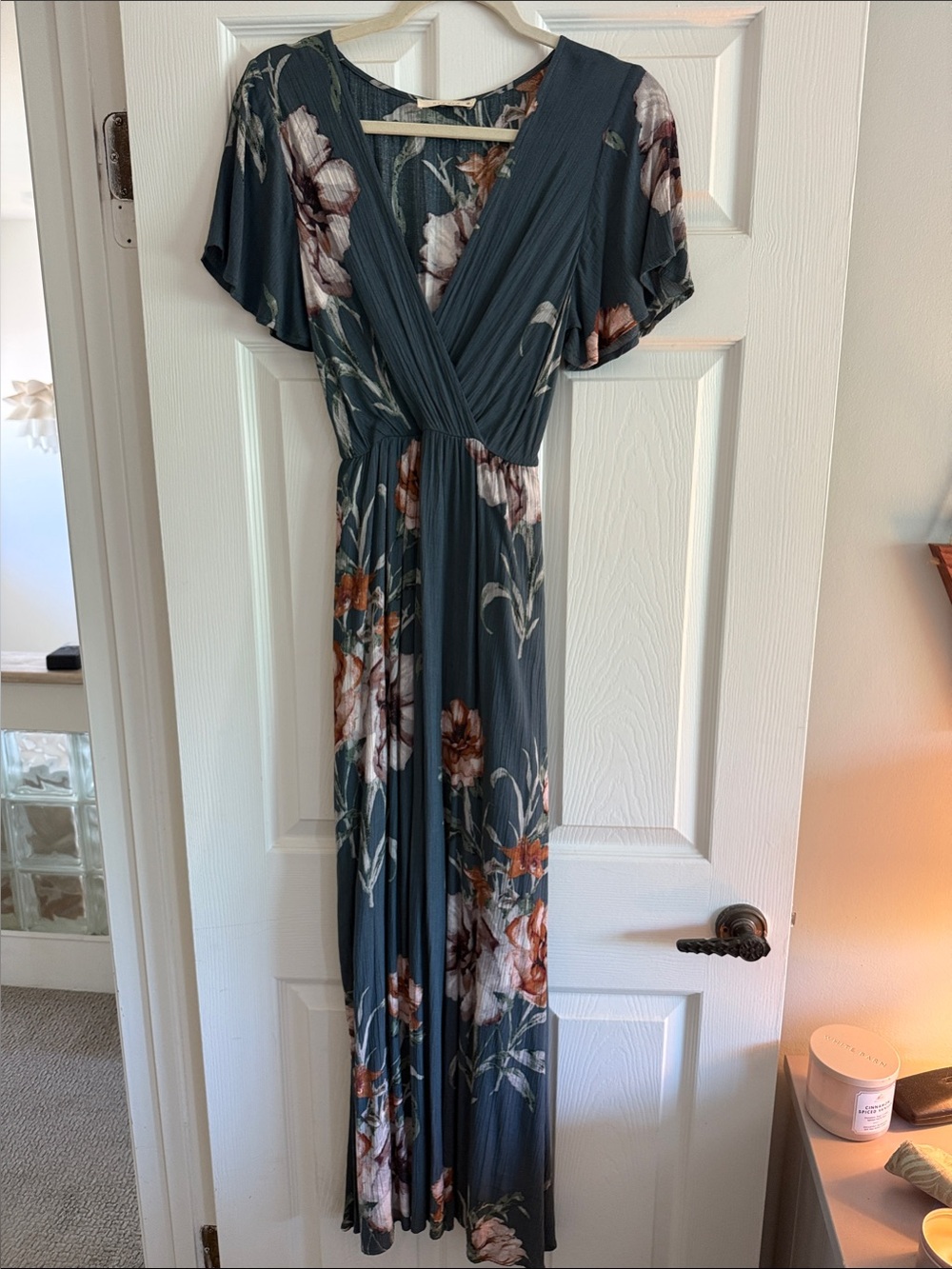 ILLA ILLA Slate Blue Floral Wrap Maxi Dress